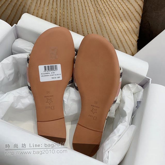 DIOR女鞋 迪奧2021專櫃新款磨砂新大底涼拖 Dior一字型刺繡平拖  naq1488